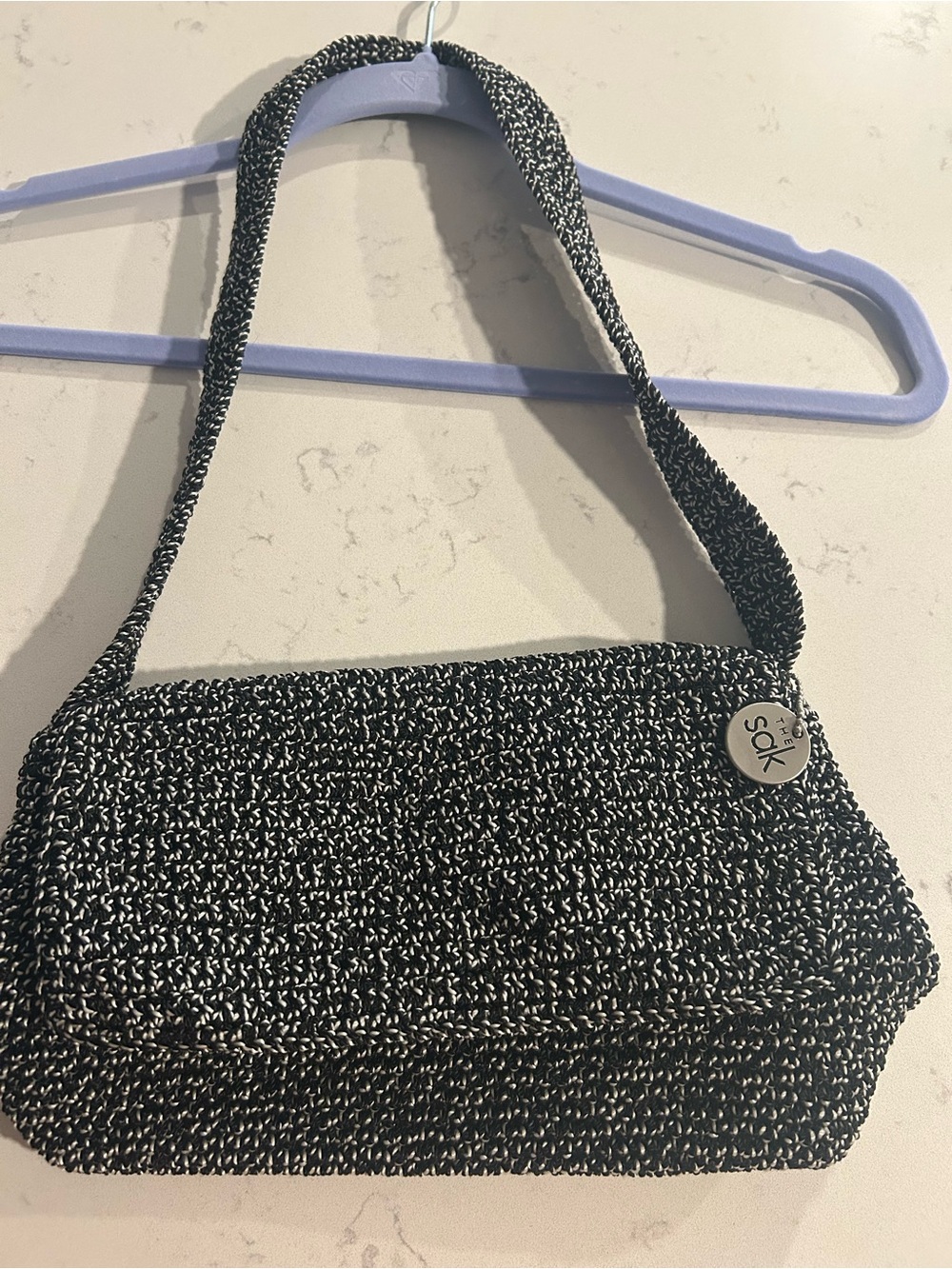 The Sak Black and White Knit Shoulder Bag